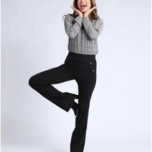 Betabrand Black Bootcut 6 Button Dress Yoga Pants - Women Small 32 inseam